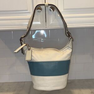 Coach Bag Purse Handbag Leather Vintage Rugby Stripe Convertible Bucket Bag